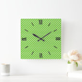 Kalkgroen, enamel look, bestudeerd raster vierkante klok (Huis)