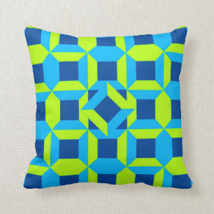 Kalkgroene blauwe aqua Geometric Throw kussen