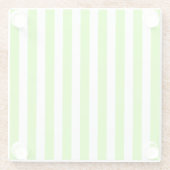 Kalkgroene strepen en witte snoepjes glazen onderzetter (Achterkant)
