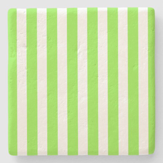 Kalkgroene strepen en witte snoepjes stenen onderzetter (Voorkant)