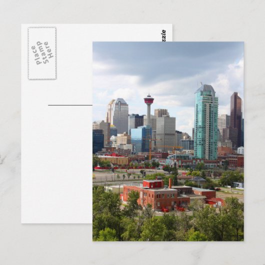 Kalkhoudende skyline met gebouwen en toren briefkaart (Voorkant / Achterkant)