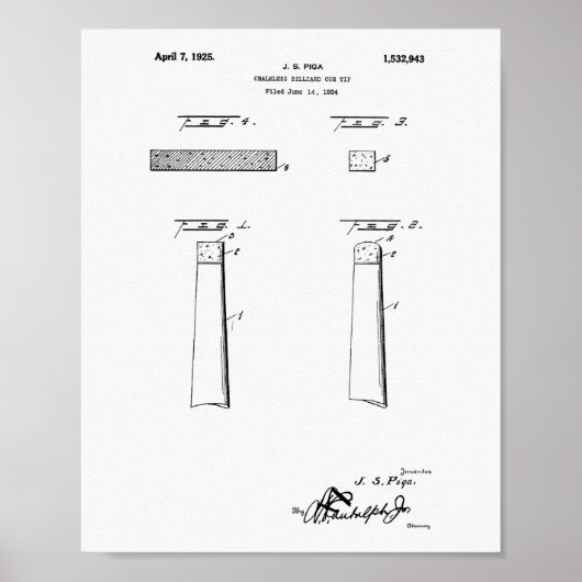 Kalkless Billiard Cue Tip 1925 - Witboek Poster (Voorkant)