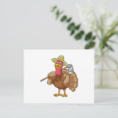Kalkoen als boer briefkaart (Staand voorkant)