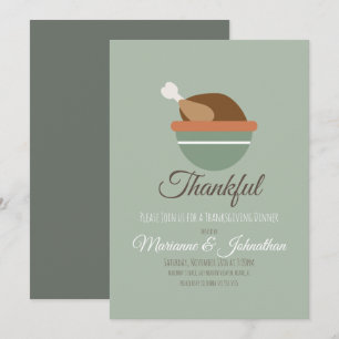 Kalkoen Bowl Dankbare Thanksgiving Dinner Familie Kaart