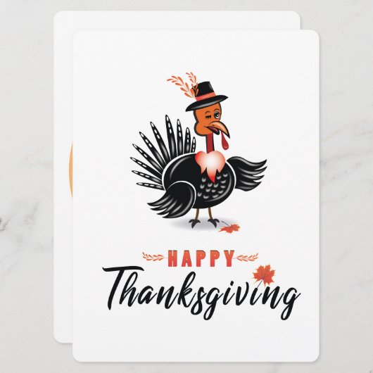 Kalkoen Cartoon met Hoed Happy Thanksgiving Kaart (Voorkant / Achterkant)