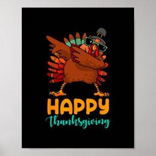 Kalkoen Dabbing Fijne Thanksgiving Day Pilgrim Jon Poster