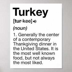 Kalkoen Definitie Leuk Thanksgiving Diner Kostuum Poster