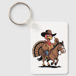 Kalkoen die op een paard rijdt Cowboy Kalkoen than Sleutelhanger