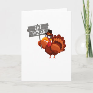 Kalkoen Eet Pizza Funny Thanksgiving Day Kaart