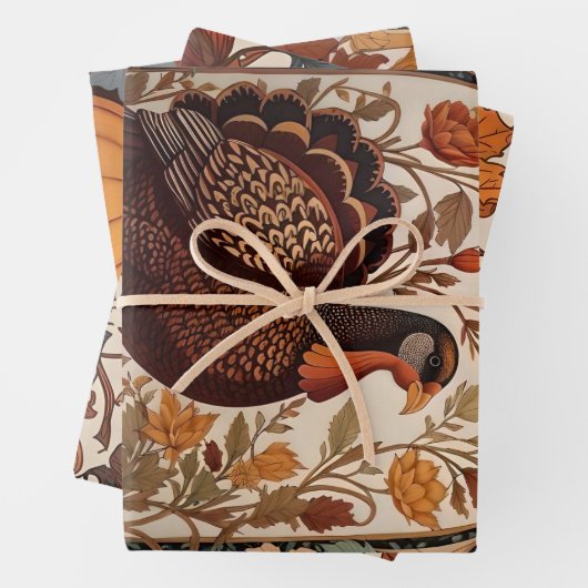  kalkoen en pompoenen herfst inpakpapier vel (In situ)