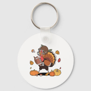 Kalkoen en touchdown thanksgiving voetbal mannen v sleutelhanger