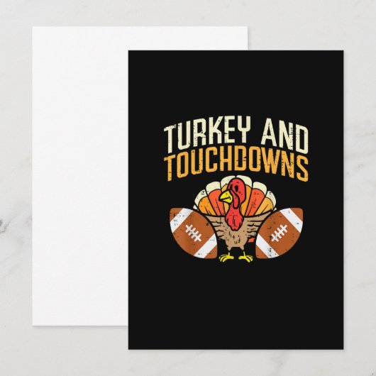 Kalkoen En Touchdowns American Football Thanksgivi Kaart (Voorkant / Achterkant)