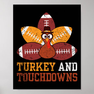 Kalkoen en touchdowns Thanksgiving voetbal kindere Poster