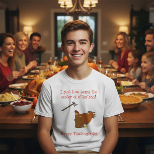 Kalkoen in het middelpunt met Thanksgiving T-shirt