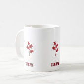 Kalkoen koffie Mok met tulpen (Voorkant links)