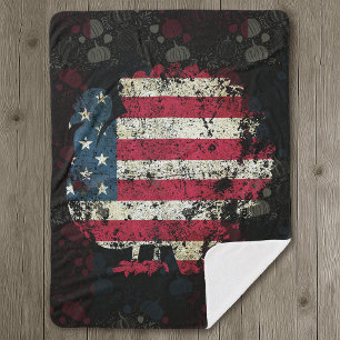 Kalkoen met Amerikaanse vlag voor Thanksgiving Sherpa Deken