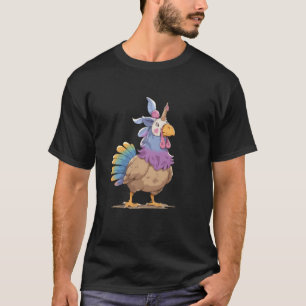 Kalkoen Met Eenhoorn Masker Grappige Eenhoorn Tha T-shirt