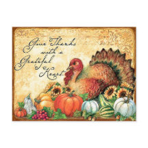 Kalkoen met herfstvruchten, vintage thanksgiving