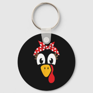 Kalkoen met hoofdband voor Thanksgiving-meisjes Sleutelhanger