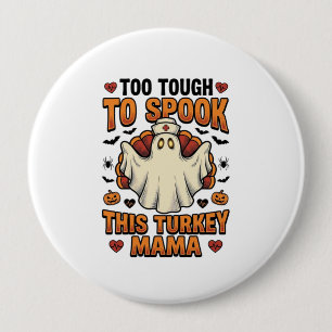 Kalkoen Moeder Halloween Shirt met Vintage Verplee Ronde Button 4,0 Cm