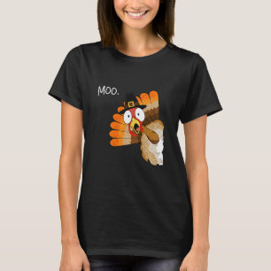 Kalkoen Moo Grappige Thanksgiving Herfst Koe Manne T-shirt