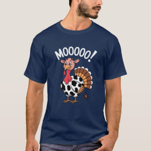 Kalkoen Moo Koe Kostuum Grappige Thanksgiving Kalk T-shirt