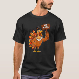 Kalkoen Pelgrim Eet Pizza Volwassene Vegan Kindere T-shirt