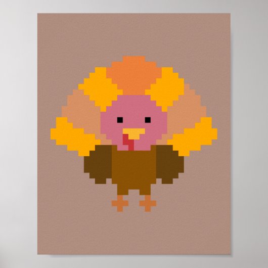 Kalkoen - Pixel Art Poster (Voorkant)