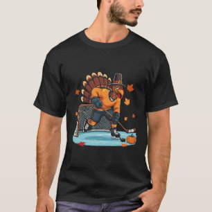 Kalkoen speelt ijshockey Thanksgiving-hockeywedstr T-shirt
