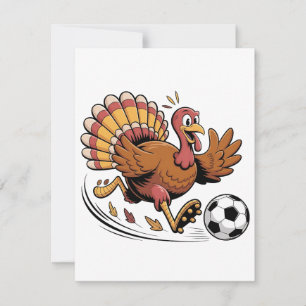 Kalkoen speelt voetbal Thanksgiving sportliefhebbe Bedankkaart