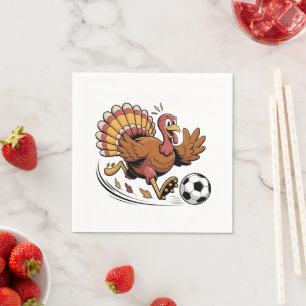 Kalkoen speelt voetbal Thanksgiving sportliefhebbe Servet