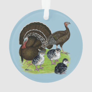 Kalkoen Standaard Brons Familie Ornament