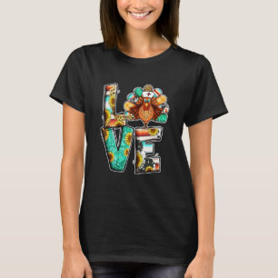 Kalkoen Sthetoscoop Verpleegster Thanksgiving Vrou T-shirt