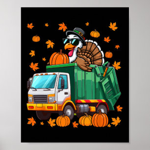 Kalkoen Sungles rijdt Garge vrachtwagen Thanksgivi Poster