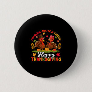 Kalkoen Thanksgiving Dankbaar Gezegend Mannen Ronde Button 5,7 Cm