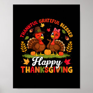 Kalkoen Thanksgiving Dankbaar Gezegende Mannen Poster
