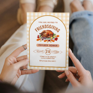 Kalkoen Thanksgiving Potluck Dinner Arch Gingham Kaart