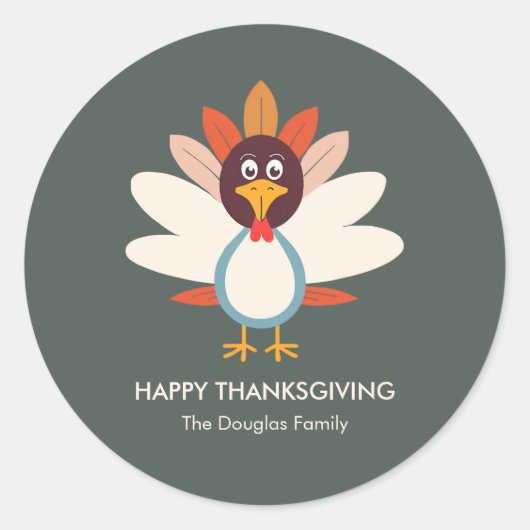 Kalkoen Thanksgiving Sticker Envelope Zegel (Voorkant)