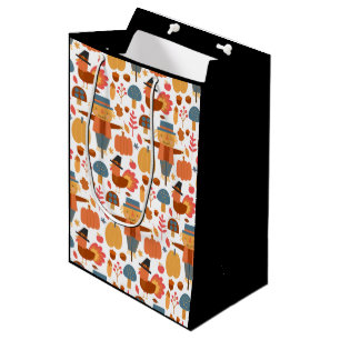 Kalkoen & Vogelverschrikker Thanksgiving Patroon Medium Cadeauzakje