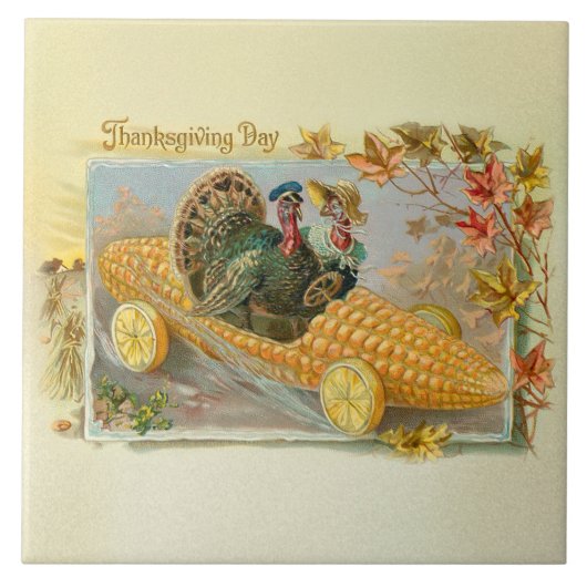  kalkoenen in de Corn Cob-auto Tegeltje (Voorkant)