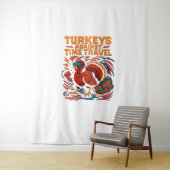 Kalkoenen tegen tijdreizen - Grappige retro Turkij Wandkleed (In situ)