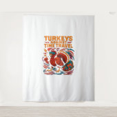 Kalkoenen tegen tijdreizen - Grappige retro Turkij Wandkleed (Voorkant)
