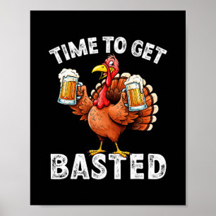 Kalkoentijd om Retro Grappige Thanksgiving M te kr Poster