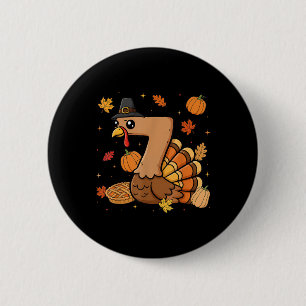 Kalkoon 7 Dankzegging Pompoen Gen Z Alpha Meme Mat Ronde Button 5,7 Cm