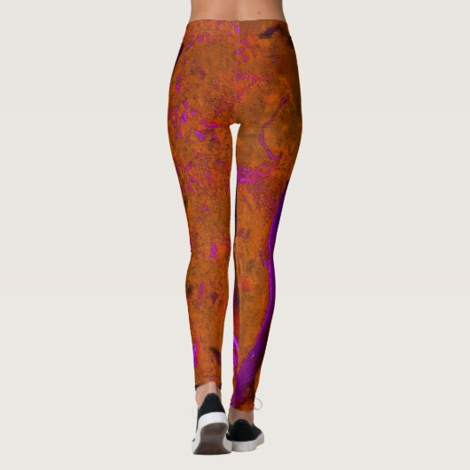 Kalksteen Abstract in appelen en verbrand Sinaasap Leggings (Achterkant)