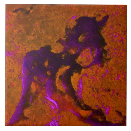 Kalksteen Abstract in appelen en verbrand Sinaasap Tegeltje (Voorkant)