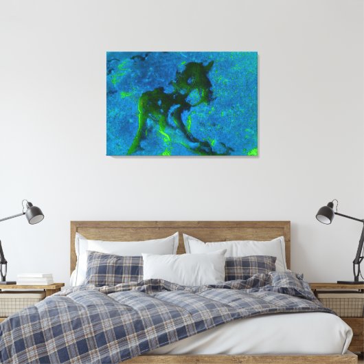 Kalksteen Abstract in de Groenen en Aqua Blues Canvas Afdruk (Insitu (Slaapkamer))