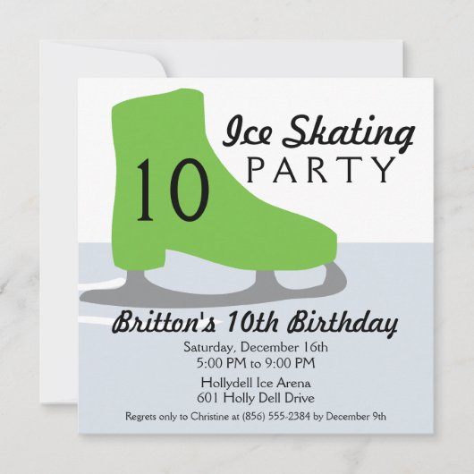 Kalksteen Groen Schaats Datum Ice Skating Birthday Kaart (Voorkant)