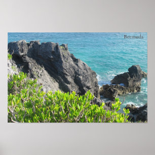 Kalkstenen kliffen bij Hoefijzer Bay, Bermuda Poster