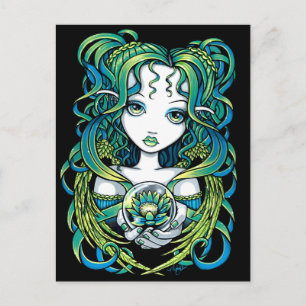 "Kallan" Green Lotus Water Angel Briefkaart